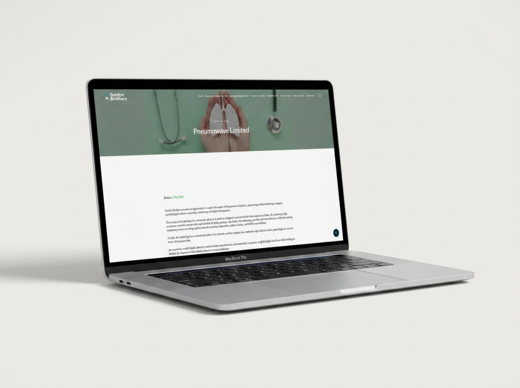 Gordon Brothers website on MacBook